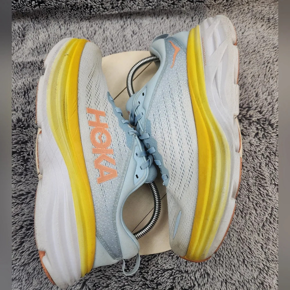 Hoka One One Women's Bondi 8 Blue/Yellow Running Shoes Womens Size 10 B - Picture 5 of 9
